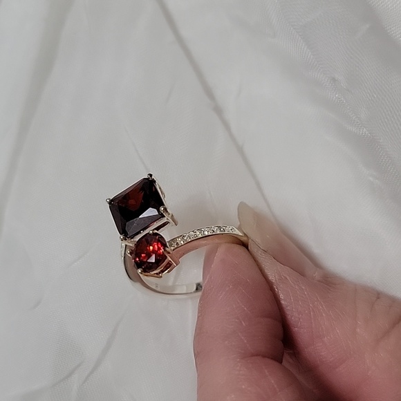 Two red stone silver ring - Picture 3 of 4